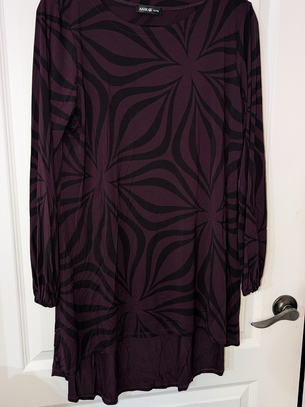 Miik Long Sleeve Purple Patterned Tunic Dress